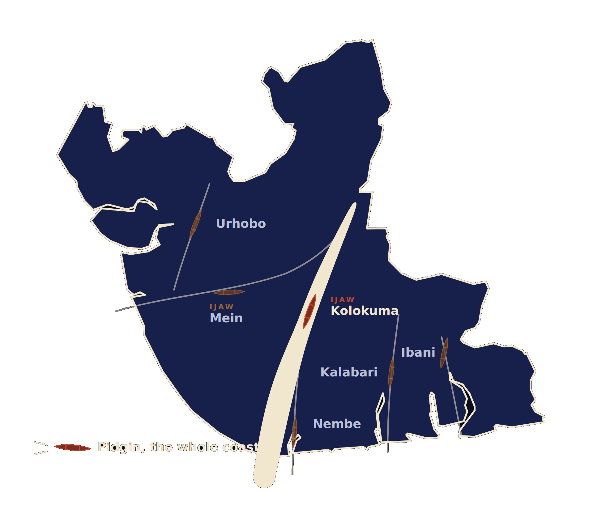 The Niger Delta, with the creeks of the South South